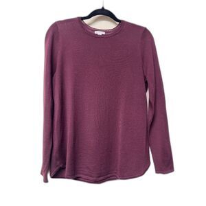 J. JILL 100% Merino Wool Burgundy Crewneck Sweater, Light Weight, Sz S